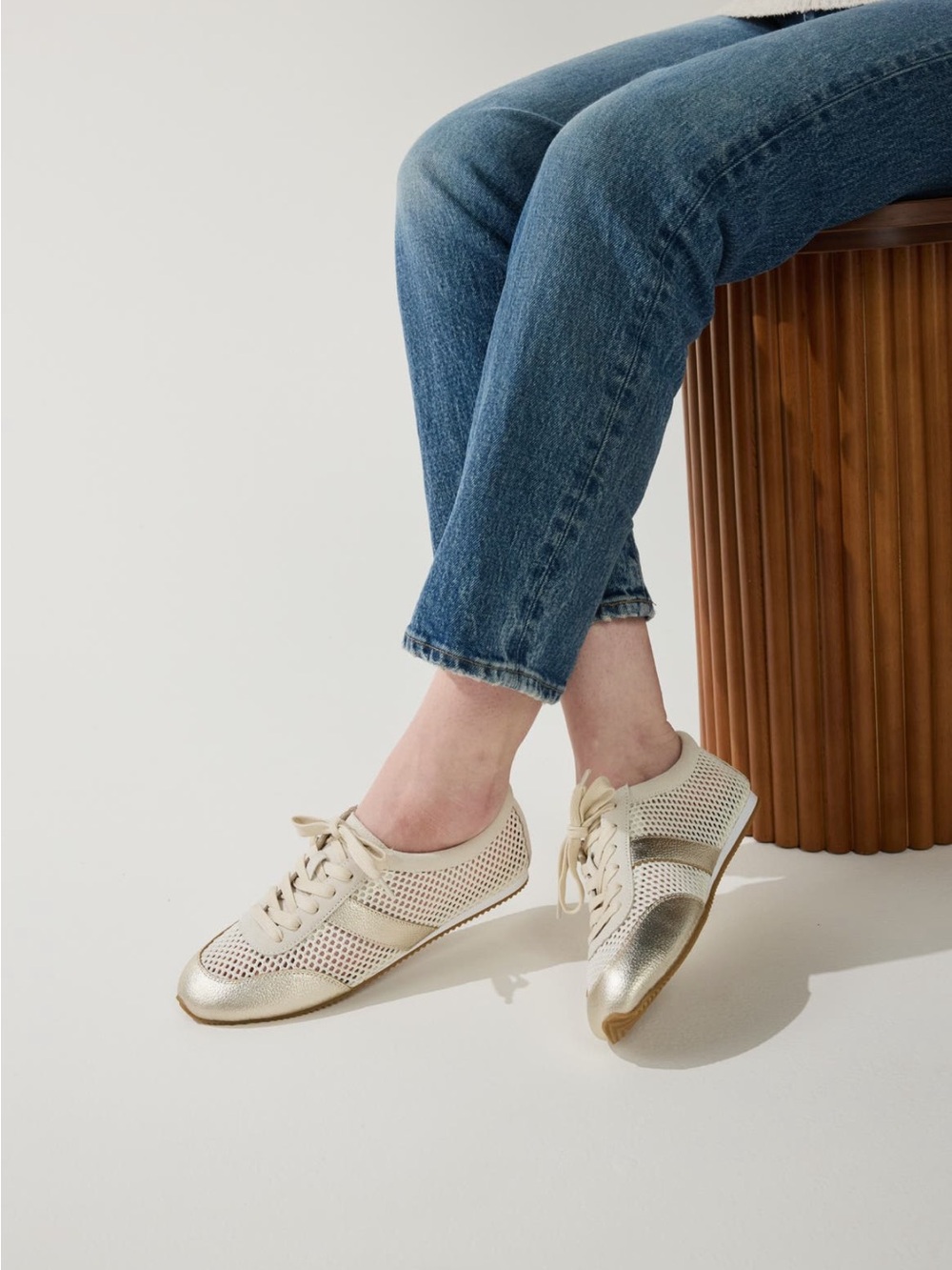 Yosi Samra Cream Perforated Lace-Up Sneakers